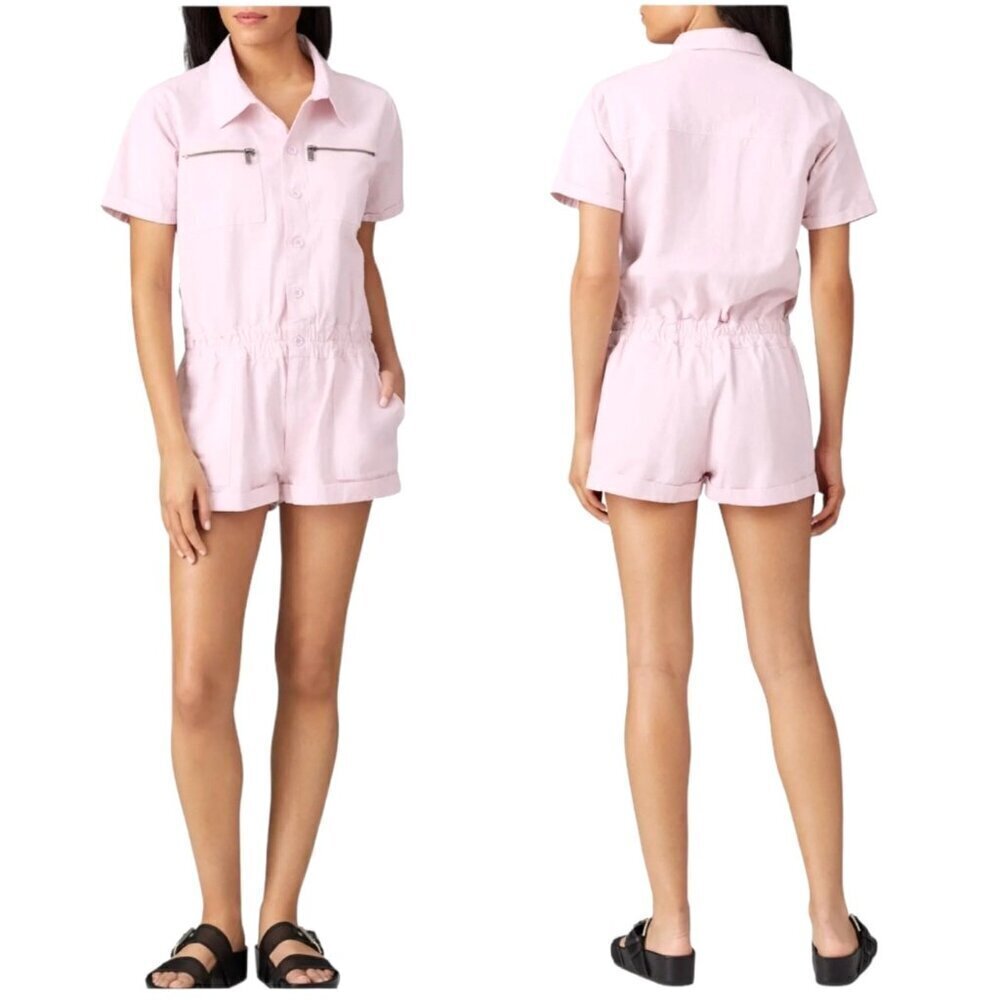 BlankNYC‎ Romper Women Small Pink Cotton Collared Hotel California Utility